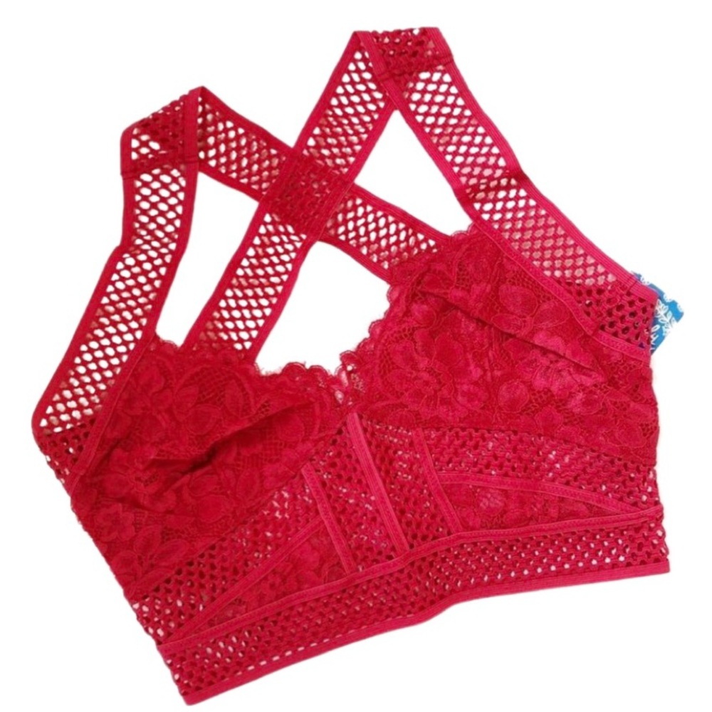 FREE PEOPLE ~ Red Sitting Pretty Brami